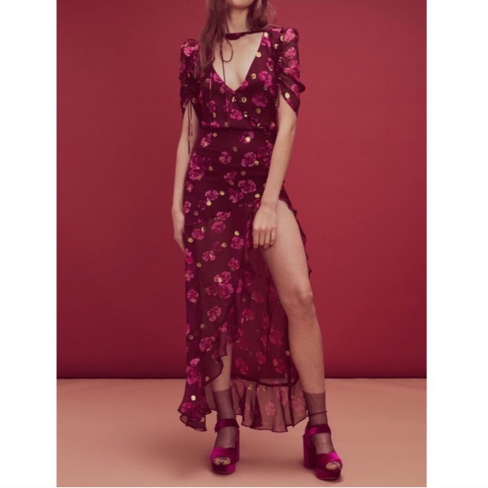 NWT FOR LOVE AND LEMONS STELLA MAXI SILK DRESS🍋